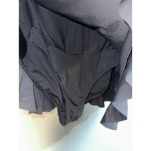 A.N.A A New Approach HALTER Shirred ONE-piece Swimdress BLACK Plus Size 24 NWOT - Picture 2 of 8